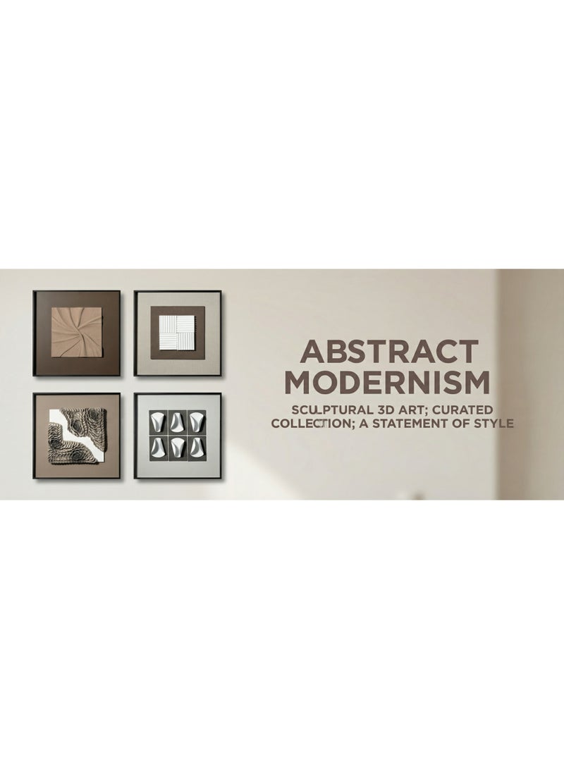 50x50cm 3D Abstract Art Wall Decor | Nordic Minimalist Framed Sculptural Panels | Modern Textured Home Art Set of 4 - Image 4